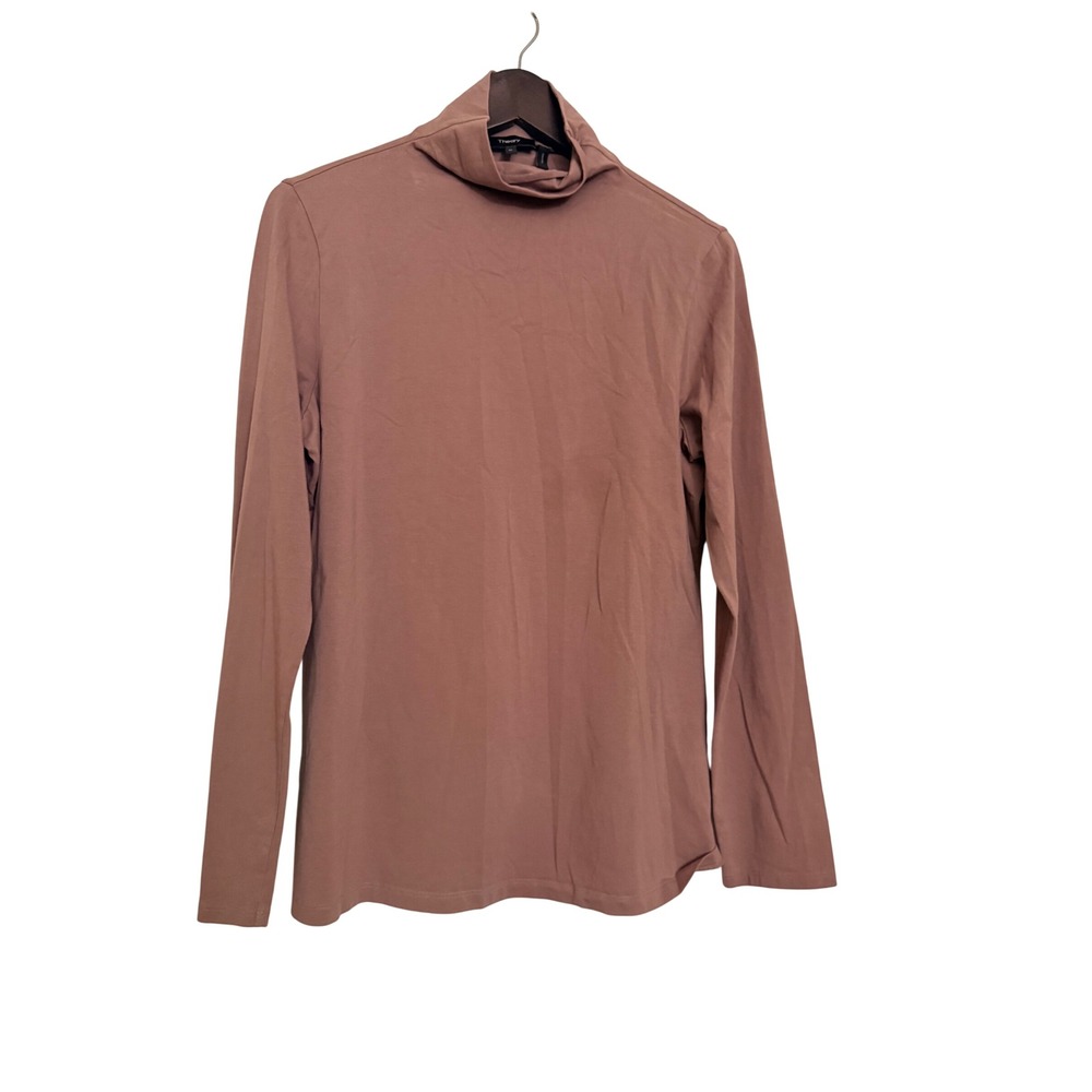 Theory Womens Turtleneck Top Mauve Pink Long Sleeve Mock Neck XL